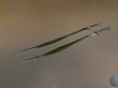 Game Ready Elven Swords Pack 4K PBR Textures High Poly and Baked Low-poly 3D model