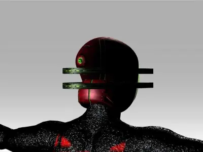 Open Mask Tech Helmet Low-poly 3D model