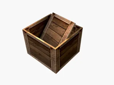 Box Collection wooden Low-poly 3D model