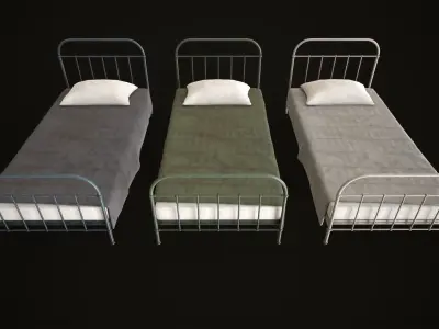Old metal Bed Low-poly 3D model