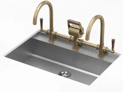 OFFICINE GULLO Undermounted Rectangular Sink with step 3D model