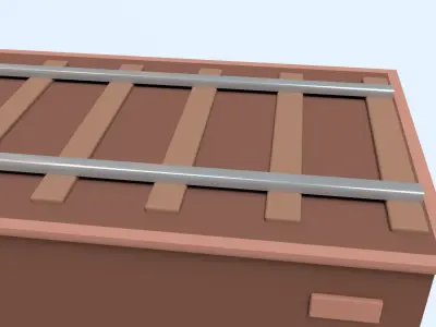 Cartoon Train Track on Bridge Low-poly 3D model