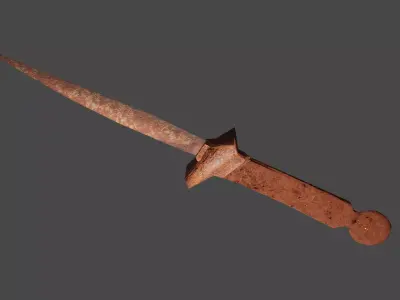 Low Poly Dagger old rusty sword 3D model
