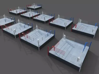 PBR Modular Professional Boxing Rings 18ftx18ft Low-poly 3D model