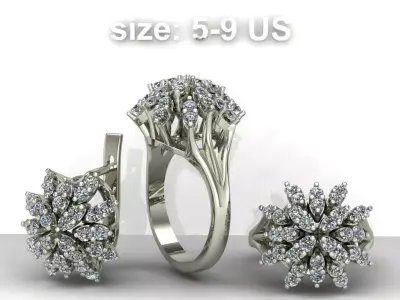 Vintage Diamond Cluster Set 3D print model