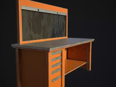 Old dust workbench Low-poly 3D model