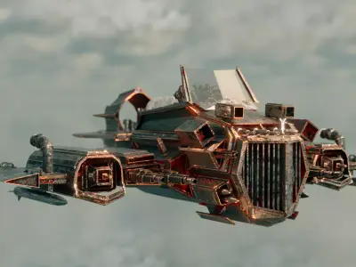 Steampunk Aircraft Low-poly 3D model