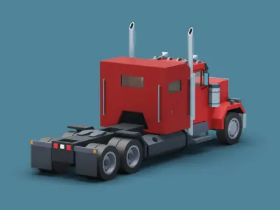 Cartoon Stylized Heavy Semi Truck Low-poly 3D model