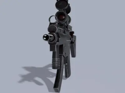 MP5 with Scope Low-poly 3D model