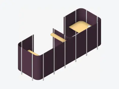 Office Pod - Workspace - Officetec - Back To Back - Same Facing Low-poly 3D model