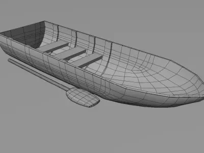 Low poly Wood boat Low-poly 3D model