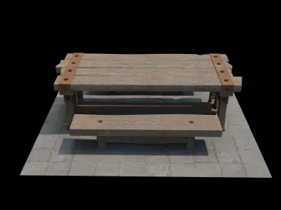 Old Wood Table 3D model
