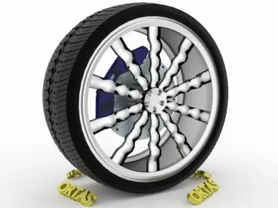 ORTAS CAR WHEEL RIM 110 GAME READY WHEEL RIM TIRE 3D model