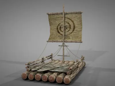 Wooden Raft 3D model