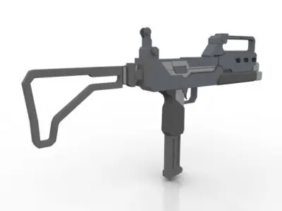 Triple Barrel Submachine Gun Low-poly 3D model