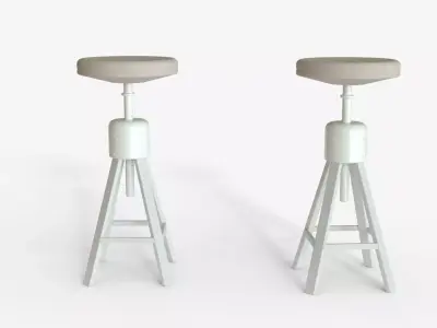 White Steel Industrial Bar Chair 3D model