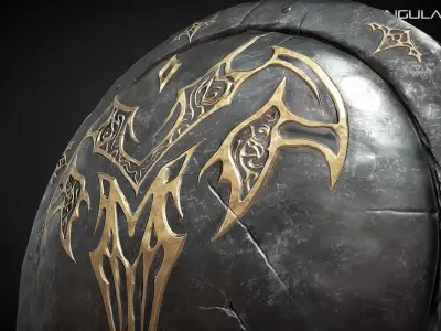 Royal Round Shield - Medieval dark fantasy weapon Low-poly 3D model