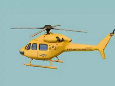 yellow helicopter 3D Game Ready Model 3D model