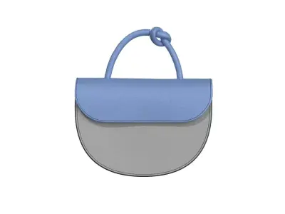 Grey Leather Half moon Flap Bag 3D model