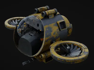 sci-fi helicopter rotor craft Low-poly 3D model