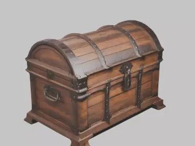 Wooden Chest Low-poly 3D model
