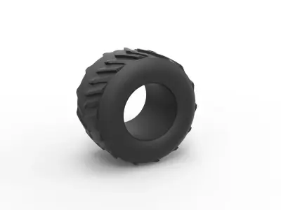 Pulling truck tire 2 Scale 1 to 25 3D print model