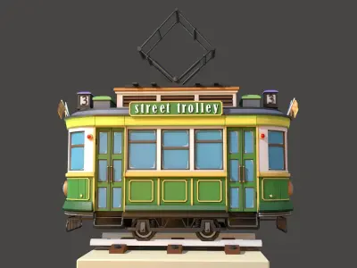 Classic City Tram Low-poly 3D model
