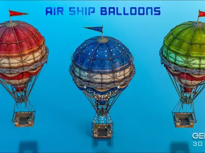 Fairytale Hot Air Balloons   Low-poly 3D model