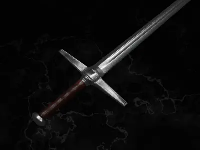Medieval fancy Sword Silver and steel Low-poly 3D model