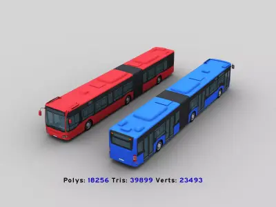 Long Bus with interior Low-poly 3D model