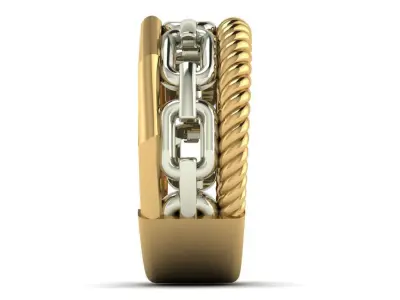 portofino ring with yellow and white gold 3D print model