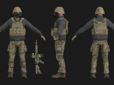 Modern Soldier Low-poly 3D model purchase