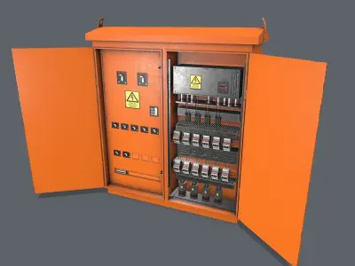 Electric Fuse Box  Yellow Low-poly 3D model