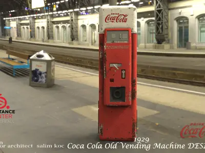 Coca Cola  Old  Middle   Vending Machine  design   Low-poly 3D model