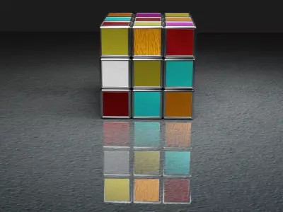 metal rubiks cube Low-poly 3D model