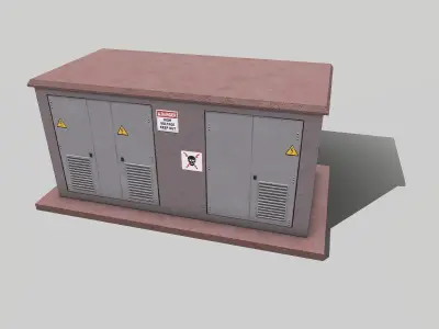 Electric Substation Transformer Building Low-poly 3D model