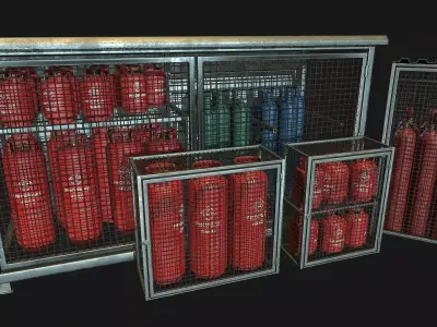 Low Poly PBR Gas Bottle Complete Collection Low-poly 3D model