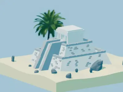 Low Poly Desert Temple - Stylized Game Ready Asset Low-poly 3D model
