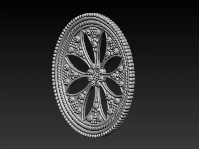 Rose Embell Round Ornament Medallion 3D Printable STL FIle 3D print model