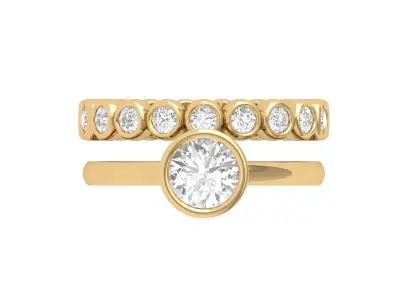 Solitair Ring Bridal Set 3D print model 45