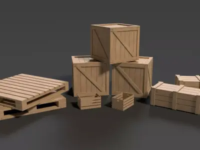 Crates Pack Low-poly 3D model purchase