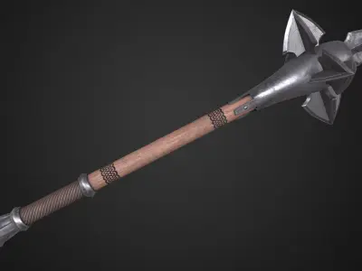 Medieval mace Low-poly 3D model 9