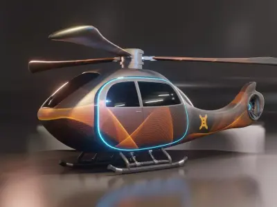 Helicopter concept design Low-poly 3D model
