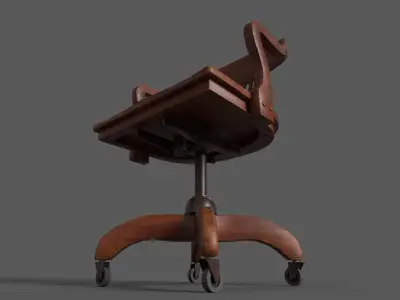 Wood Office Chair c 1940 Low-poly 3D model