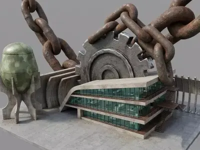 Persian Fortress Hotel Low-poly 3D model
