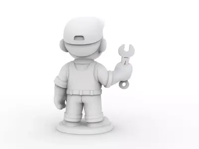 Cartoon Mechanic 3D Printable 3D print model get