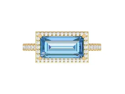 Baguette Solitaire Ring  3D print model