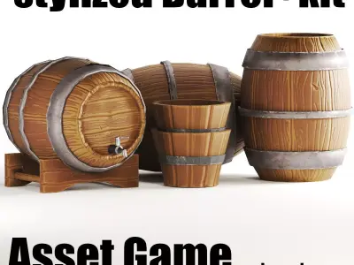 Stylized Barrel Low-poly 3D model buy