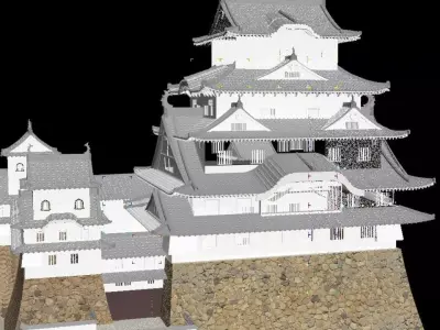 Himeji Castle famous historical site Low-poly 3D model