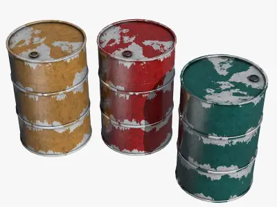 Rusty Three Colors Barrels 3D model